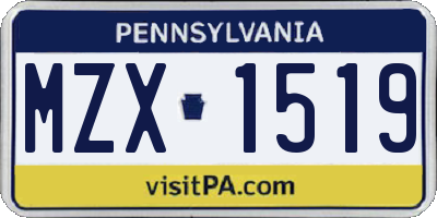PA license plate MZX1519