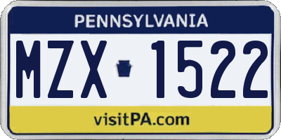 PA license plate MZX1522