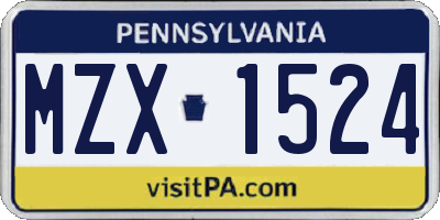 PA license plate MZX1524