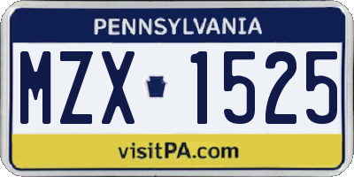 PA license plate MZX1525