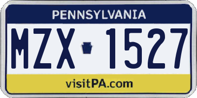 PA license plate MZX1527