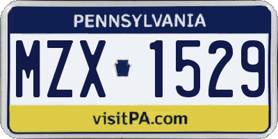 PA license plate MZX1529