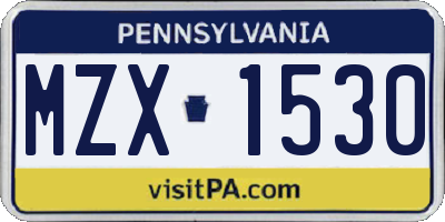 PA license plate MZX1530