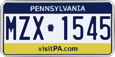 PA license plate MZX1545