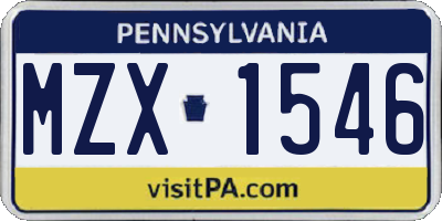 PA license plate MZX1546