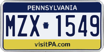 PA license plate MZX1549
