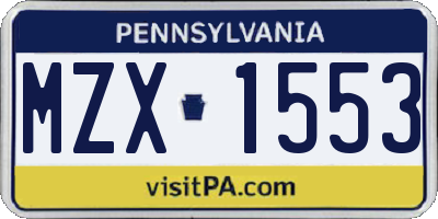 PA license plate MZX1553