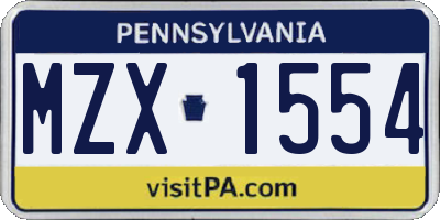 PA license plate MZX1554