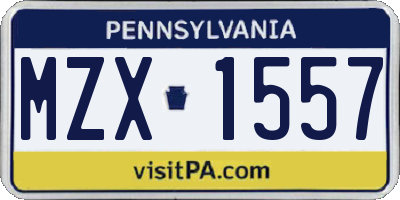 PA license plate MZX1557