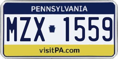 PA license plate MZX1559