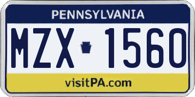 PA license plate MZX1560
