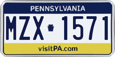 PA license plate MZX1571