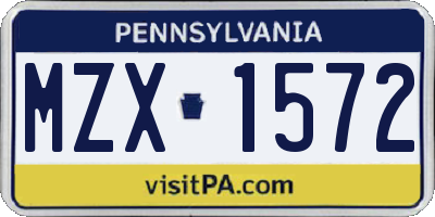 PA license plate MZX1572