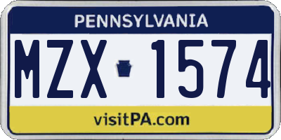 PA license plate MZX1574