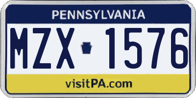 PA license plate MZX1576