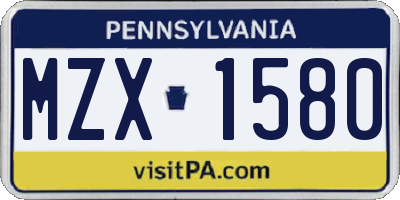 PA license plate MZX1580