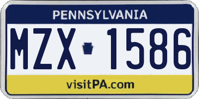 PA license plate MZX1586