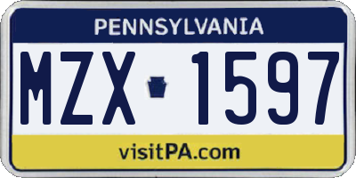 PA license plate MZX1597