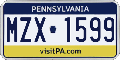 PA license plate MZX1599