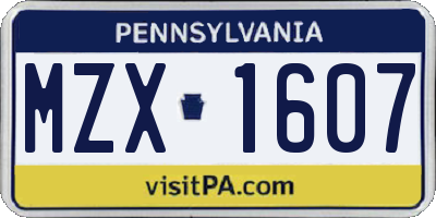 PA license plate MZX1607