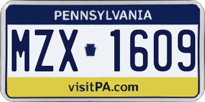 PA license plate MZX1609