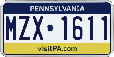 PA license plate MZX1611