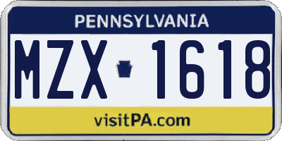 PA license plate MZX1618