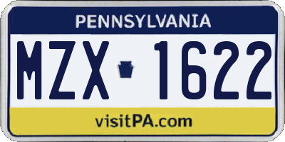 PA license plate MZX1622