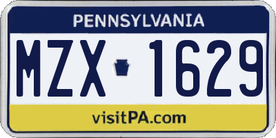 PA license plate MZX1629