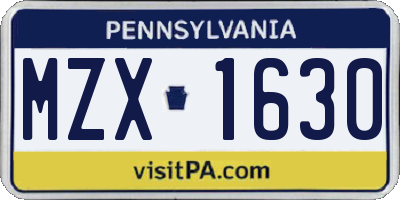 PA license plate MZX1630