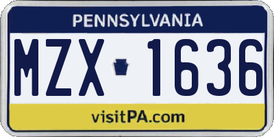 PA license plate MZX1636