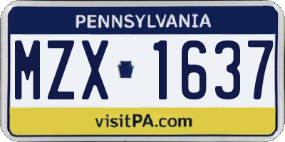 PA license plate MZX1637