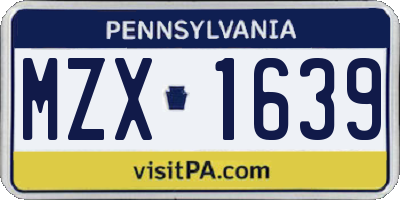 PA license plate MZX1639