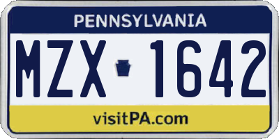 PA license plate MZX1642