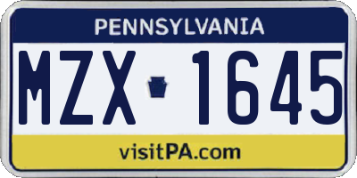 PA license plate MZX1645