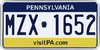 PA license plate MZX1652