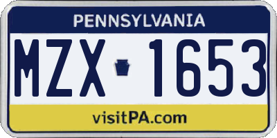 PA license plate MZX1653