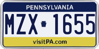 PA license plate MZX1655