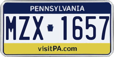 PA license plate MZX1657
