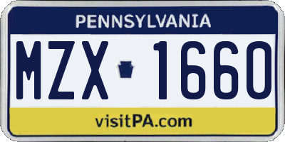 PA license plate MZX1660