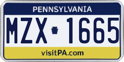 PA license plate MZX1665