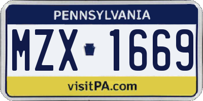 PA license plate MZX1669