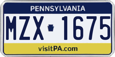 PA license plate MZX1675