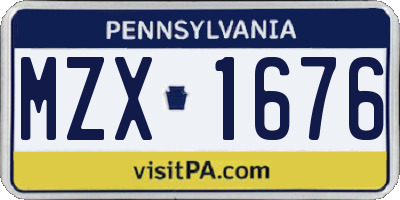 PA license plate MZX1676