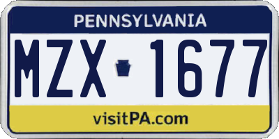 PA license plate MZX1677