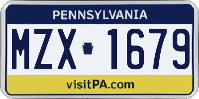 PA license plate MZX1679