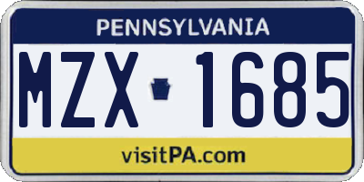 PA license plate MZX1685