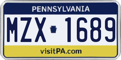 PA license plate MZX1689