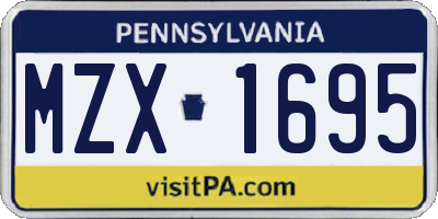 PA license plate MZX1695
