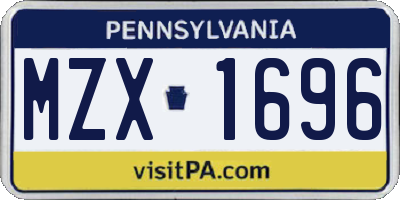 PA license plate MZX1696